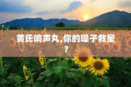 黄氏响声丸,你的嗓子救星？