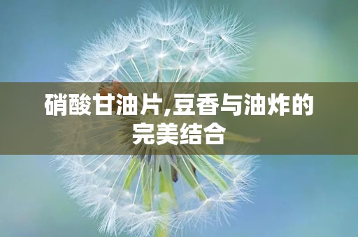 硝酸甘油片,豆香与油炸的完美结合