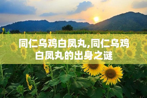 同仁乌鸡白凤丸,同仁乌鸡白凤丸的出身之谜