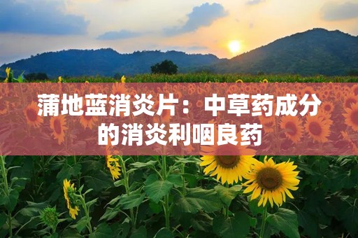 蒲地蓝消炎片：中草药成分的消炎利咽良药